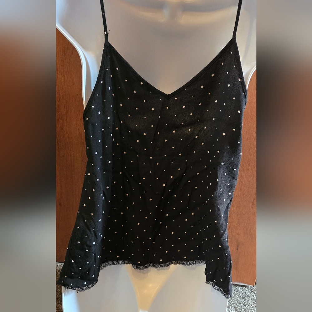 Stradavarius Black Polka Dot lace camisole szL - Picture 5 of 6